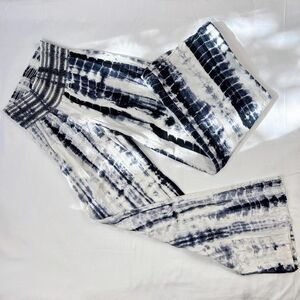 rewash | size s | black and white tie-dye wide leg linen-blend pants